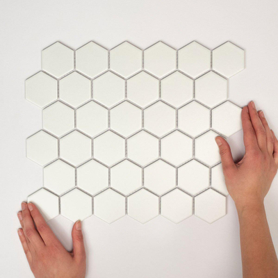 The Mosaic Factory London mozaïektegel - 28.2x32.1cm - wand en vloertegel - Zeshoek/Hexagon - Porselein Super White Mat