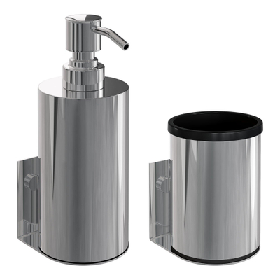 BRAUER Ensemble d'Accessoires - distributeur de savon - gobelet - avec fixation murale - surface magnétique - chrome