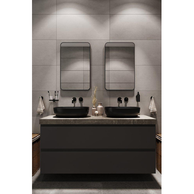 HCK Mirror Deco Miroir mural coins arrondis Noir 50x80cm 3cm 3pp