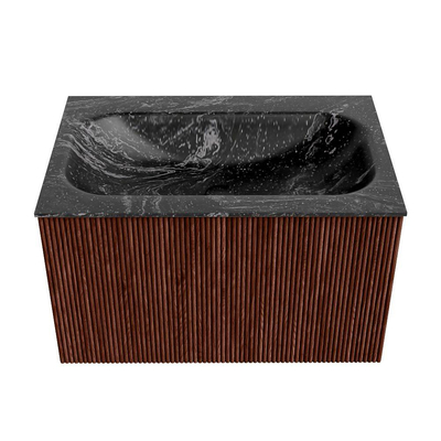 Mondiaz KURVE-DLUX Badkamermeubelset - 70x46x40cm - 1 lade - wastafel solid surface - midden - zonder kraangat - Ruby