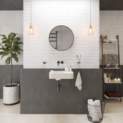 Ideavit Solidbrio Fontein 45x33x14cm rechthoek 0 kraangaten 1 wasbak Solid surface wit