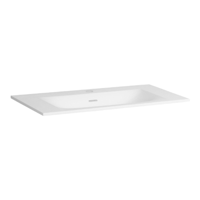BRAUER Glacier wastafel - 80x46x2cm - 1 wasbak - 1 kraangat- fine stone - mat wit OUTLETSTORE
