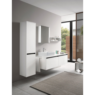 Duravit Ketho 2 meuble sous-lavabo avec plan de console inclus avec 2 tiroirs pour vasque à gauche 160x55x45.9cm avec poignées anthracite blanc super mat