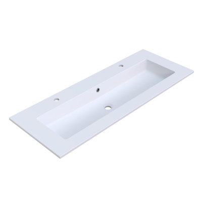 Arcqua Mira Lavabo encastré - 121x46x1.5cm - vasque simple - 2 trous de robinet - marbre de synthèse - blanc mat