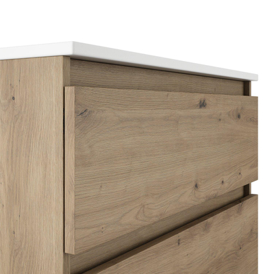 Saniclass Vita Meuble de salle de bains - 100x60x46cm - 2 tiroirs - sans poignée - plan de toilette - chêne rustique