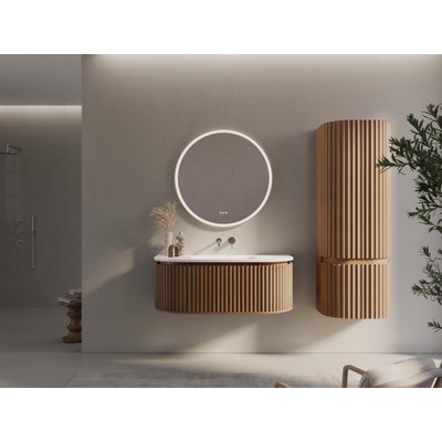 Thebalux Epoque Badkamermeubelset - 120x54x41.5cm - 1 lade - 2 deuren - greeploos - wastafel Corian - midden - zonder kraangat - Fineer Roquebrun