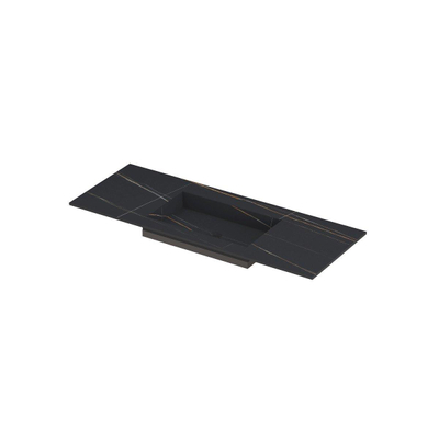 INK Post wastafel - 120x45x1cm - 1 wasbak - 0 kraangaten - keramiek Lauren black mat