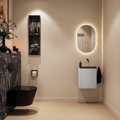 MONDIAZ TURE-DLUX 40cm toiletmeubel Plata. EDEN wastafel Lava positie rechts. Zonder kraangat.