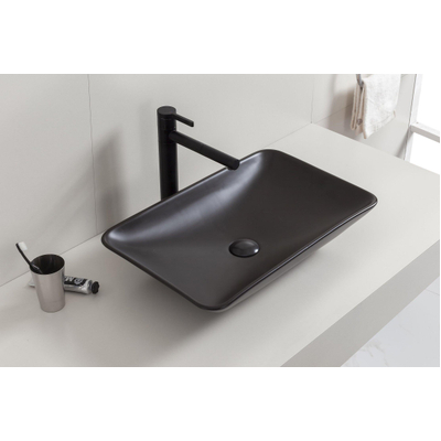 Wiesbaden Karé vasque à poser rectangulaire 58 x 36 x 11,5 cm céramique mat noir