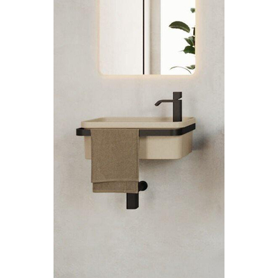 FugaFlow Eccellente Pietra Ensemble de fontaine – 45x27 cm – 1 trou de robinet – céramique – porte-serviettes – beige mat