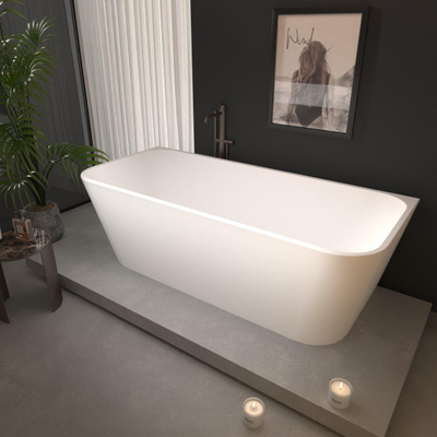 ZEZA Grand half vrijstaand bad - 180x80x58cm - met afvoer - acryl - glans wit