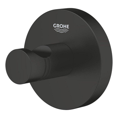 GROHE Essentials Accessoires de toilette - porte-rouleau avec couvercle - brosse WC - crochet à serviette - porte-rouleau de réserve - noir mat