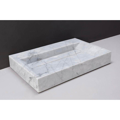Forzalaqua Bellezza Lavabo 80.5x51.5x9cm rectangulaire 1 vasque sans trous de robinet marbre Carrara poli