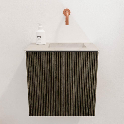 Mondiaz JOYA-DLUX 40cm toiletmeubel - kleur Shadow - Wastafel FAYE positie Rechts Zonder kraangat kleur Ostra.