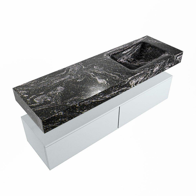 Mondiaz ALAN-DLUX Ensemble de meuble - 150cm - meuble Clay mat - 2 tiroirs - Lavabo Cloud Lava suspendu - vasque Droite - 1 trou de robinet