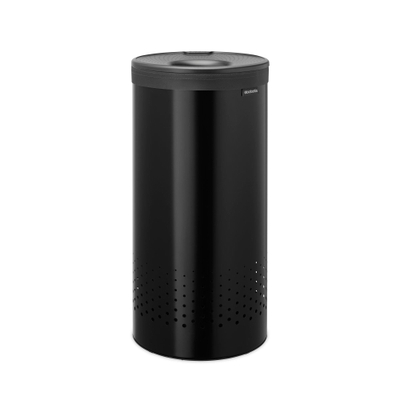 Brabantia Wasbox - 35 liter - couvercle en plastique - sac à linge amovible - matt black/donker grijs