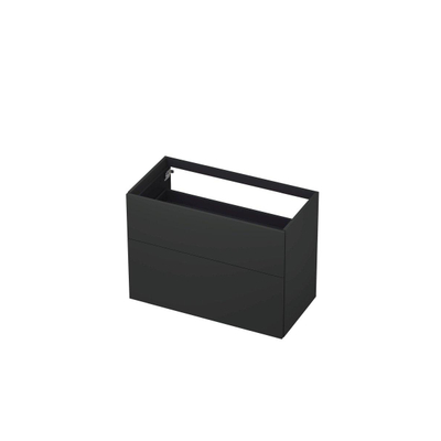 INK Wastafelonderkast - 90x45x65cm - 2 lades - push to open - met rechte opdekfronten - MDF lak - Antraciet mat