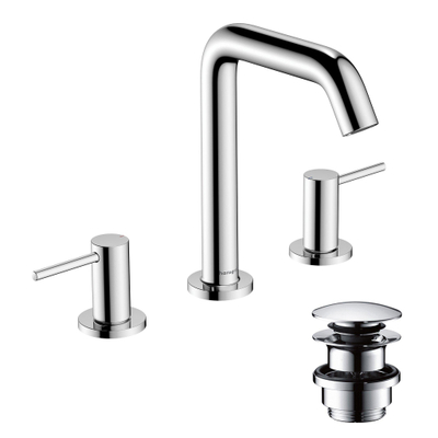 Hansgrohe Tecturis s Wastafelkraan - mengkraan - rond - 15.6cm uitloop - 3-gats - hoogglans chroom