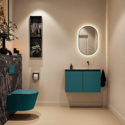 MONDIAZ TURE-DLUX Meuble WC 80 cm Smag. EDEN lavabo Lava position droite. Sans trou de robinet.