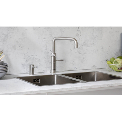 Quooker Classic Fusion Square kokendwaterkraan - draaibare uitloop - Combi reservoir - Warm / kokend water - RVS