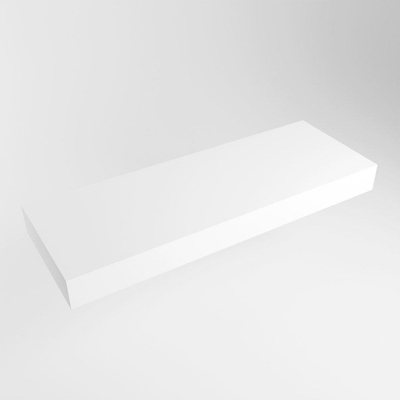 MONDIAZ TOP 46 Talc vrijhangende solid surface module / planchet 130cm Rand 12cm hoog. Blad geschikt voor waskom