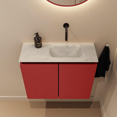 MONDIAZ TURE-DLUX Meuble toilette - 60cm - Fire - EDEN - vasque Opalo - position droite - sans trou de robinet