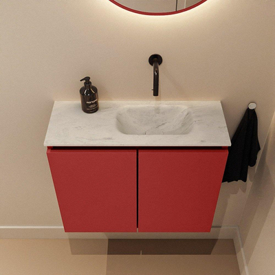 MONDIAZ TURE-DLUX Meuble WC 60 cm Fire. EDEN vasque Opalo position droite. Sans trou de robinet.
