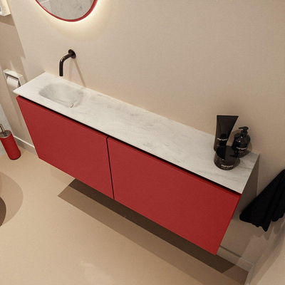 MONDIAZ TURE-DLUX 120cm toiletmeubel Fire. EDEN wastafel Opalo positie links. Zonder kraangat.