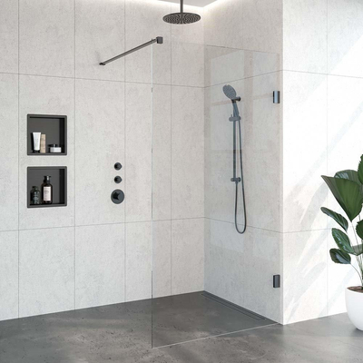 BRAUER Void paroi de douche à l'italienne verre clair 110x200 incl. traitement anticalcaire PVD gunmetal brossé