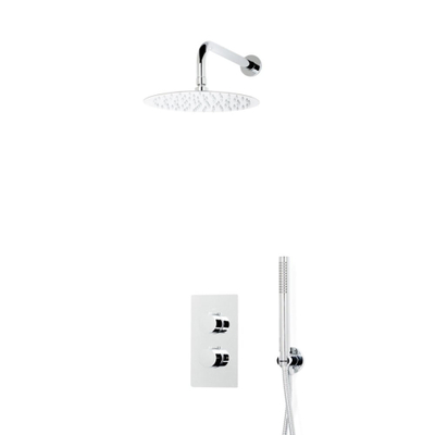 FugaFlow Eccelente Sobrado Colonne de douche pluie à encastrer thermostatique douche de tête 25cm et douchette stick Chrome