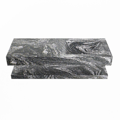 MONDIAZ ALAN - DLUX Badkamermeubelset - 120cm - planchet - Lava - vrijhangende wastafel - wasbak rechts - 1 kraangat - Lava