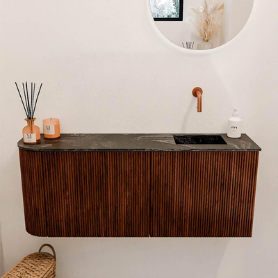 Mondiaz JOYA-DLUX 101.6cm toiletmeubel - ronding links kleur Ruby - Wastafel FAYE positie Rechts Zonder kraangat kleur Lava.