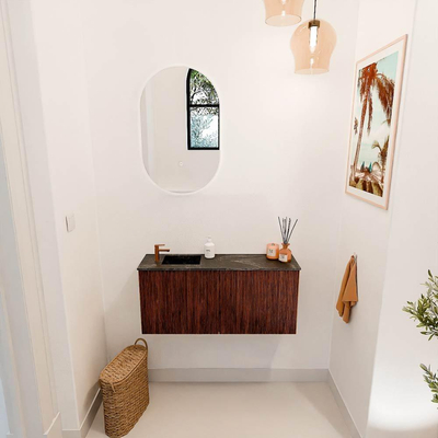 Mondiaz JOYA-DLUX 90cm toiletmeubel - kleur Ruby - Wastafel FAYE positie Links 1 kraangat kleur Lava.