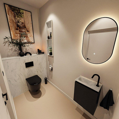 MONDIAZ TURE-DLUX 40cm toiletmeubel Urban. EDEN wastafel Opalo positie links. Met 1 kraangat.