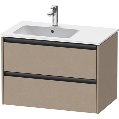 Duravit Ketho.2 Wastafelonderbouwkast - met 2 laden - voor waskom links - 81x48x54.9cm - met grepen antraciet - linnen mat