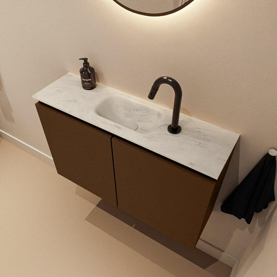 MONDIAZ TURE-DLUX Meuble de toilettes 80 cm Rust. EDEN lavabo Opalo position milieu. Avec 1 trou de robinet.