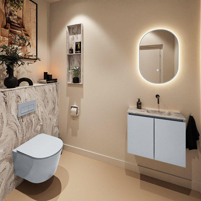 MONDIAZ TURE-DLUX Meuble toilette - 60cm - Clay - EDEN - vasque Glace - position droite - sans trou de robinet