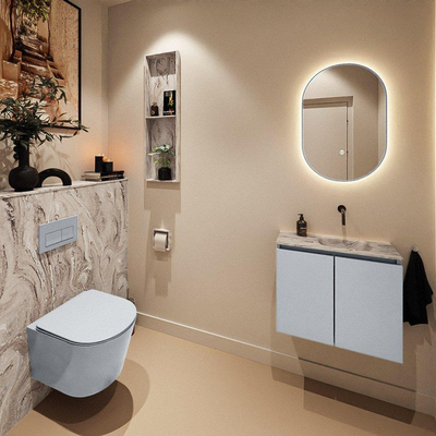 MONDIAZ TURE-DLUX Meuble WC 60 cm Clay. EDEN vasque Glace position droite. Sans trou de robinet.