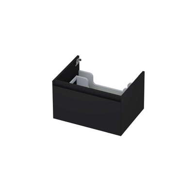 INK Wastafelonderkast - 60x45x35cm - 1 lade - greeploos - MDF lak - Zwart mat