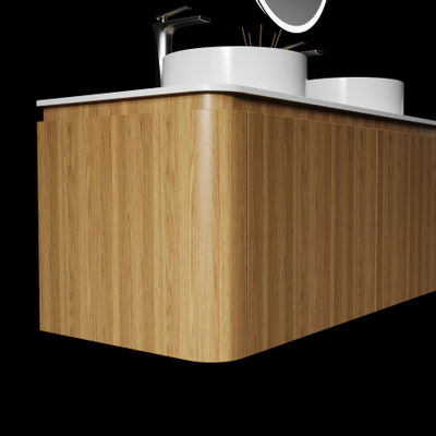 Saniclass Terra Wastafelonderkast - 120cm - 2 lades - afgeronde hoeken - sandwood