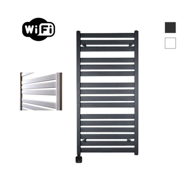 Sanicare HPW - Moda Elektrische Radiator - 120x60cm - 876W - wifi - thermostaat - zwart - linksonder - mat zwart