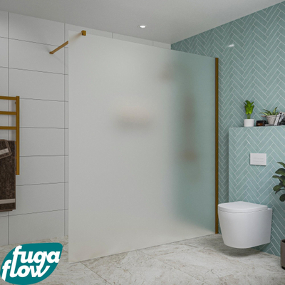 FugaFlow Eccelente Vetro douche à l'italienne salle de bain - 180x200cm - verre mat - bras mural - cuivre brossé