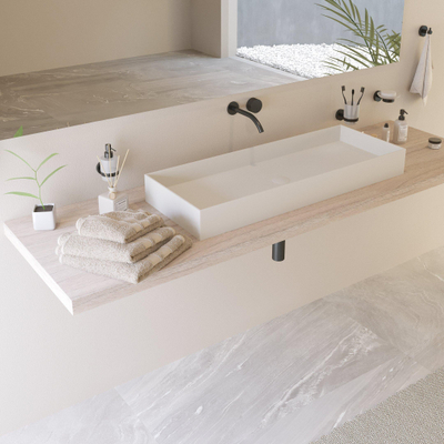 Ideavit Solidjoy opbouw wastafel 100x37.5x11cm rechthoek 0 kraangaten 1 wasbak Solid surface wit