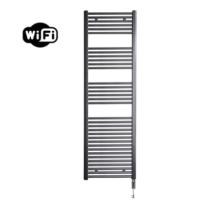 Sanicare HVW Radiateur électrique - 172x60cm - 1127W - wifi - thermostat - chrome - en bas à droite - gunmetal (anthracite)