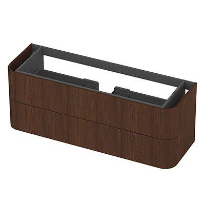 INK Concept R Wastafelonderkast - 140x45x52cm - 2 lades - opliggende grepen - afgeronde hoeken - MDF - shadow veneer