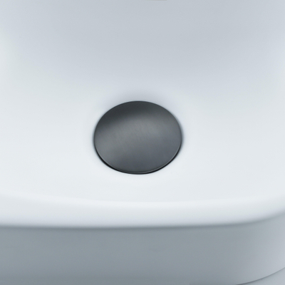 QeramiQ Fuente Fonteinset - 40x21.5x12cm - glad - halfrond - keramiek - fonteinkraan gunmetal - afvoerplug - verlaagd sifon - wit mat