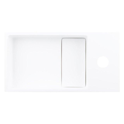 Fortifura Fuente Pack Lave-mains - 36x18.5x9cm - 1 trou de robinet - solid surface - robinet Inox brossé - Blanc mat