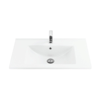 Sanicare q7 lavabo 75x45cm 1 trou pour robinet avec trop-plein rectangle céramique blanc