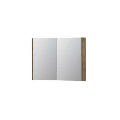 INK SPK2 spiegelkast – 100x74x14 cm – 2 deuren, dubbelzijdige spiegeldeuren – Naturel Eiken