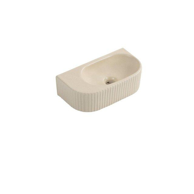 QeramiQ Blend Fontein - 40x22x12cm - Geribbeld - halfrond - zonder kraangat - Keramiek - Beige mat